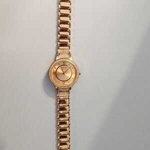 Women's Elegant Gold Tone Watch with Crystal Details By Folio. #1